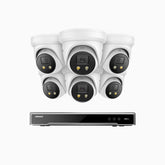 H800X - 4K 8 Channel 6 Cameras PoE Security System, 1/1.8'' BSI Sensor, f/1.6 Aperture (0.003 Lux), Siren & Strobe Alarm, 2CH 4K Decoding Capability, Human & Vehicle Detection, Perimeter Protection, All-Metal Housing